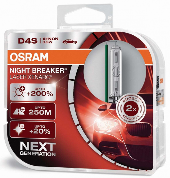 OSRAM D4S 12/24V 35W XENARC® NIGHT BREAKER® LASER +200% Set - 2 Stück